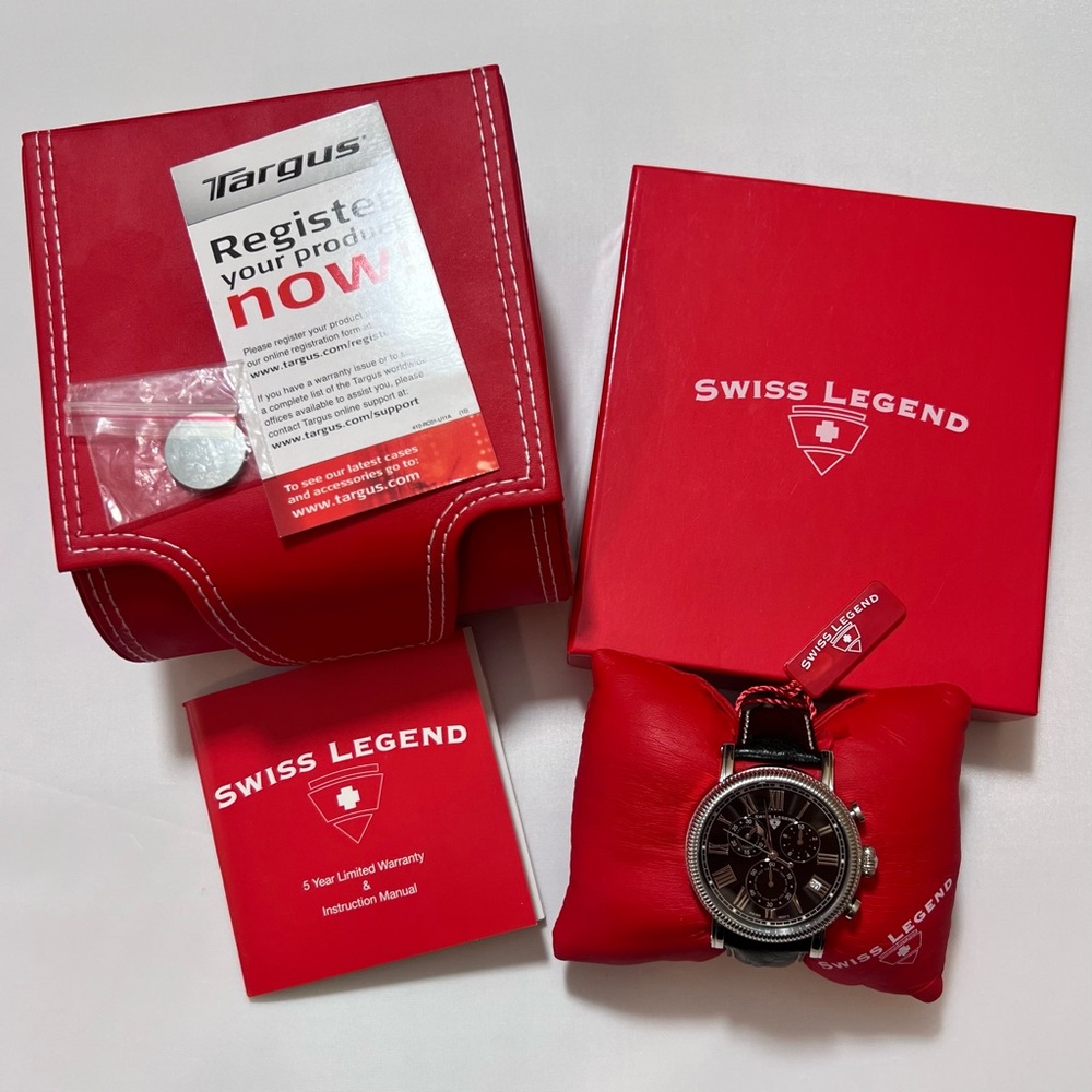 Swiss Legend Watch Black Gen. Ostrich Strap Unisex - Picture 2 of 7